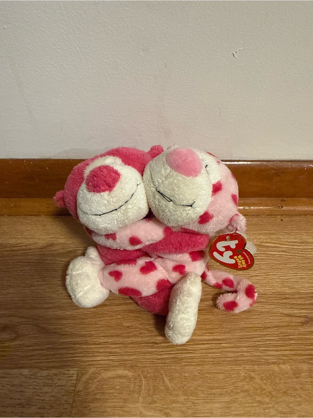 Ty Beanie Buddy Romeo & Juliet Kids Plush Pink Hugging Monkeys Hearts 10” NWT
